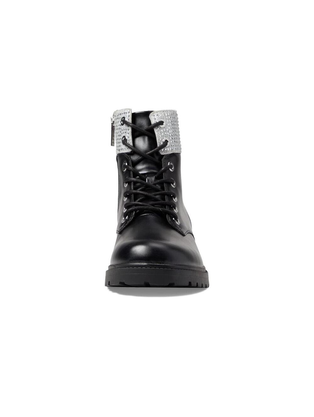 Michael Kors Alistair Combat Bootie Black Silver Rhinestone Boots Bling 8.5 NEW - Picture 5 of 6